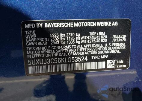 2019 BMW X4 xDrive30I from USA, damaged, VIN 5UXUJ3C56KLG53524